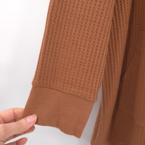 Belle by Kim Gravel Waffle Knit Hooded Cardigan Size 1X Pockets rust orange - Picture 3 of 10